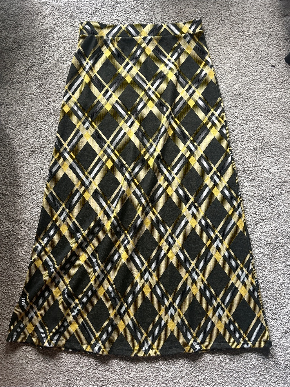 Black & Yellow Plaid Maxi Skirt